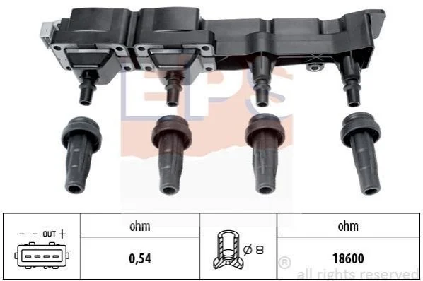 <strong>CITROEN Катушка зажигания Peugeot 1007/206/207/307 1,6 16V 00-,Berlingo,C2/C3/C4 1,6 16V 00- EPS 1.970.407 (фото 1)</strong>