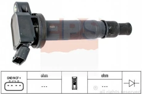 TOYOTA Катушка зажигания Avensis, Camry, RAV 4, 2,0-2,4 00-, Land Cruiser 4,0 03-. для EPS 1.970.458 фото товару