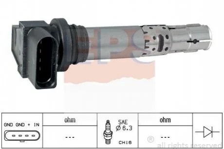 Котушка VW Passat/Skoda Octavia/Seat Toledo 1.2-1.6 98- 12V для Volkswagen, Skoda, Seat, Audi EPS 1.970.474 фото товару