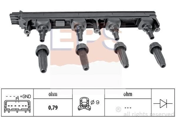 <strong>CITROEN Катушка зажигания PEUGEOT 307/407 2,0 02-C4/C5 2,0 16V 04-. EPS 1.970.476 (фото 1)</strong>