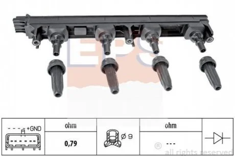 CITROEN Катушка зажигания PEUGEOT 307/407 2,0 02-C4/C5 2,0 16V 04-. для Citroen, Peugeot EPS 1.970.476 фото товару