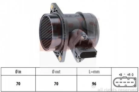 Витратомір повітря VAG: A3/A4/Bora/Golf IV/Polo/Sharan/Fabia для Ford, Seat, Volkswagen, Audi EPS 1.991.284 фото товару