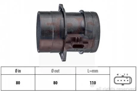 Витратомір повітря Audi A4/A6/Q3/Q5/VW Caddy/Crafter/Golf/T5 2.0TDI 05- для Skoda, Volkswagen, Audi, Seat EPS 1.991.446 фото товару