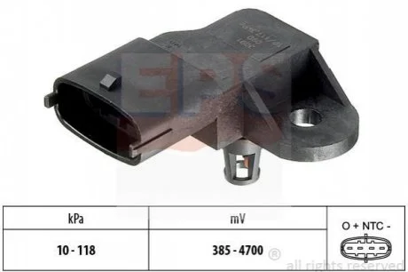FIAT Датчик давления надува Alfa Romeo,Bravo,Doblo,Idea,Punto,Panda,Lancia для Fiat, Lancia, Alfa Romeo, Vauxhall, Ford EPS 1.993.091 фото товару