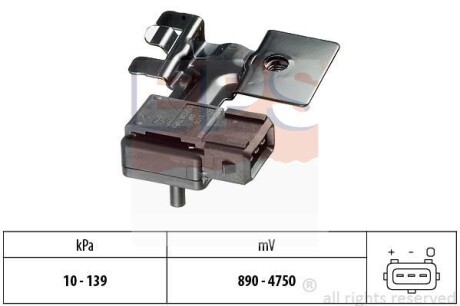 VOLVO Датчик тиску у впускному трубопроводі S60 I (384) 2.4 00-10, V70 II (285) 2.4 00-07 EPS 1.993.108 фото товара