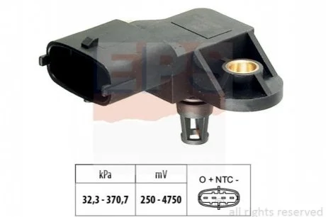 Датчик давления надува FIAT Bravo, Punto, 1.4 07-, RENAULT Espace 2,0dCi 06-, для Lancia, Fiat EPS 1.993.259 фото товару