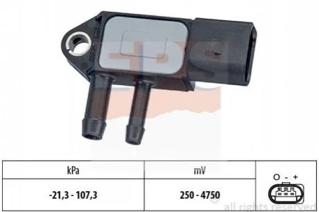 VW Датчик давления выхлопных газов Caddy, Polo, Golf VI, Touran, 1,2-2,0TDI для Volkswagen, Audi, Seat, Skoda EPS 1.993.265 фото товару