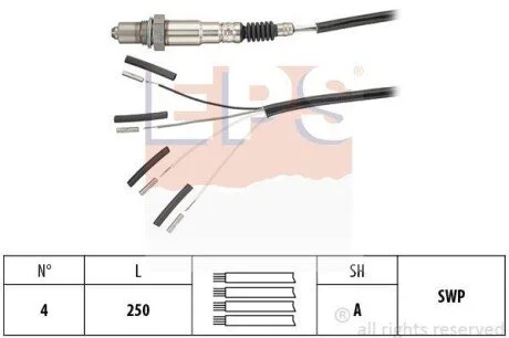 HYUNDAI Лямбда-зонд TUCSON 2.0 15-20, VELOSTER 1.6 12-17, AUDI, BENTLEY, BMW, CADILLAC, CHEVROLET, FORD, HONDA, JAGUAR, KIA для Volkswagen, BMW, Porsche, Volvo, Bentley EPS 1.998.235 фото товару