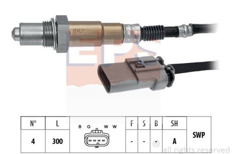 OPEL Лямбда-зонд ASTRA K 1.0/1.4 15-, INSIGNIA 1.5 17- EPS 1.998.349 фото товару