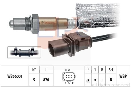 VW Лямбда-зонд EOS 2.0 06-08, GOLF V 2.0 04-08, JETTA 2.0 05-10, PASSAT B6 2.0 05-10, AUDI A3 (8P1) 2.0 FSI 03-08 EPS 1.998.443 фото товара