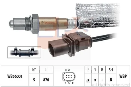 VW Лямбда-зонд EOS 2.0 06-08, GOLF V 2.0 04-08, JETTA 2.0 05-10, PASSAT B6 2.0 05-10, AUDI A3 (8P1) 2.0 FSI 03-08 для Volkswagen, Mercedes, Audi, Skoda, Seat EPS 1.998.443 фото товару