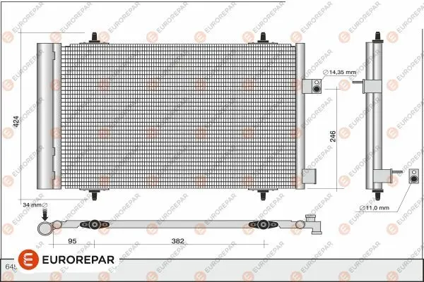 <strong>Радіатор кондиціонера (з осушувачем) C5 III/407/508 2.0HDi 08-18 Eurorepar 1626267480 (фото 1)</strong>
