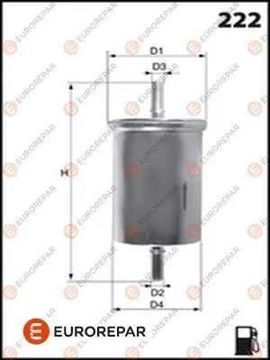 <strong>EUROREPAR H=172mm фільтр паливний AUDI A3/A4 SKODA Octavia VW Golf 4 Eurorepar E145075 (фото 1)</strong>