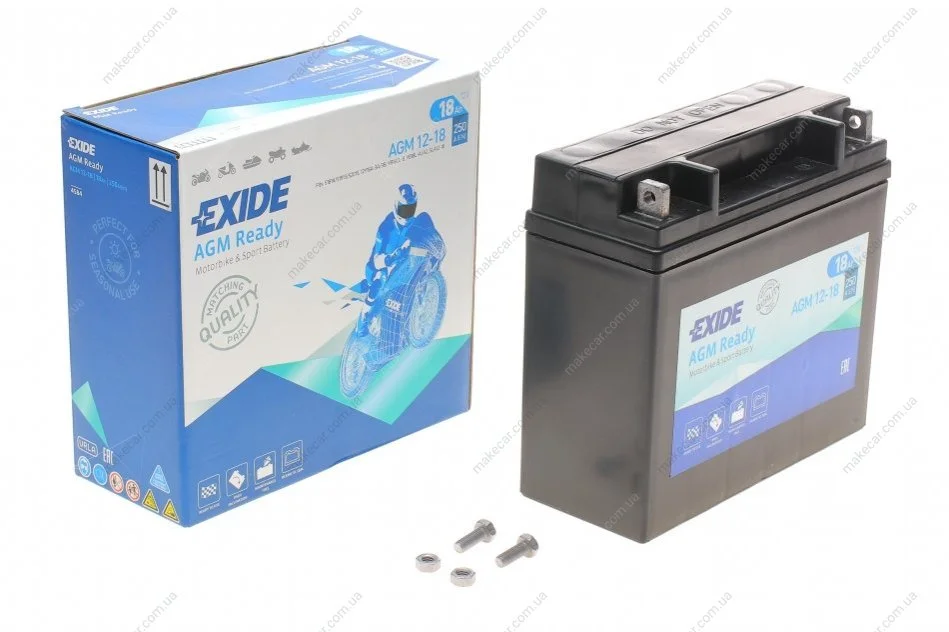 <strong>Акумулятор залитий та заряджений AGM 18Ah 250A EXIDE AGM12-18 (фото 1)</strong>