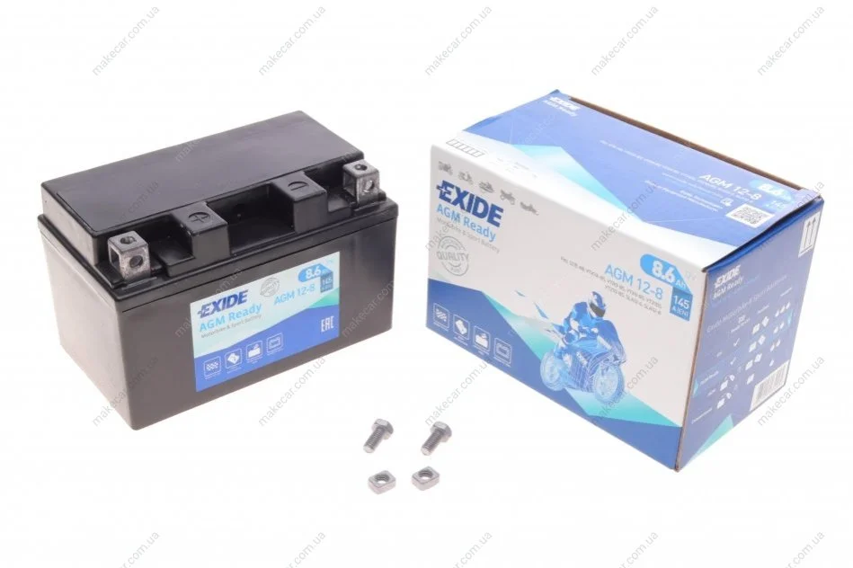 <strong>Акумулятор залитий та заряджений AGM 8,6Ah 145A EXIDE AGM12-8 (фото 1)</strong>