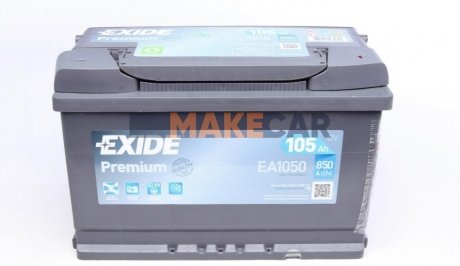 АКБ 6СТ-105 R+ (пт850) (необслуж)(315х175х205) Premium EXIDE EA1050 (фото 1)