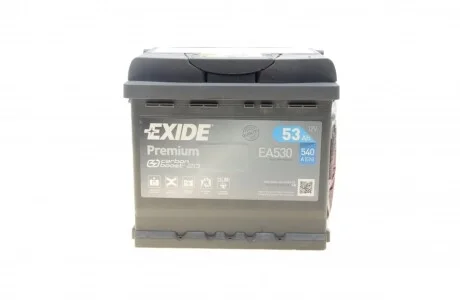 Акумулятор Exide Premium (207×175×190), 53Ач, 540А, R+ для Alfa Romeo, Fiat, Rover, Toyota, Renault EXIDE EA530 фото товару
