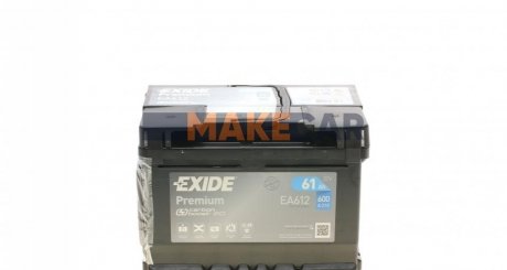 Акумулятор Premium (242×175×175), 61Ач, 600А, R+ EXIDE EA612 (фото 1)