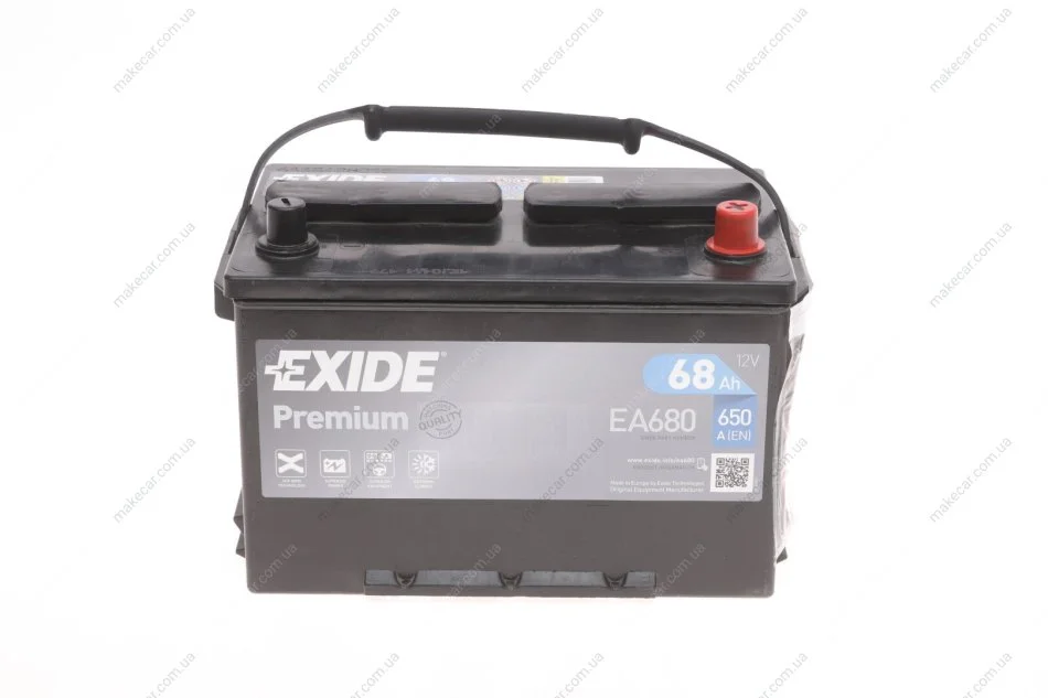 <strong>Стартерна батарея (акумулятор) EXIDE EA680 (фото 1)</strong>