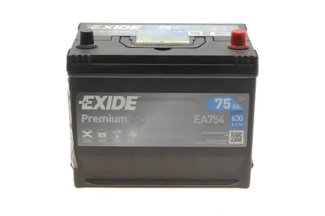 Акумулятор Exide Premium (270×173×222), 75Ач, 630А, R+ для EXIDE EA754 фото товару