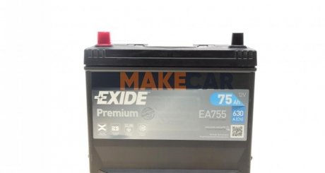 Аккумулятор Premium Carbon Boost 12V/75Ah/630 EXIDE EA755 (фото 1)