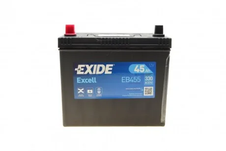 Акумулятор EXCELL 12V/45Ah/330 для Toyota, Aston Martin, Honda, Suzuki, Subaru EXIDE EB455 фото товару