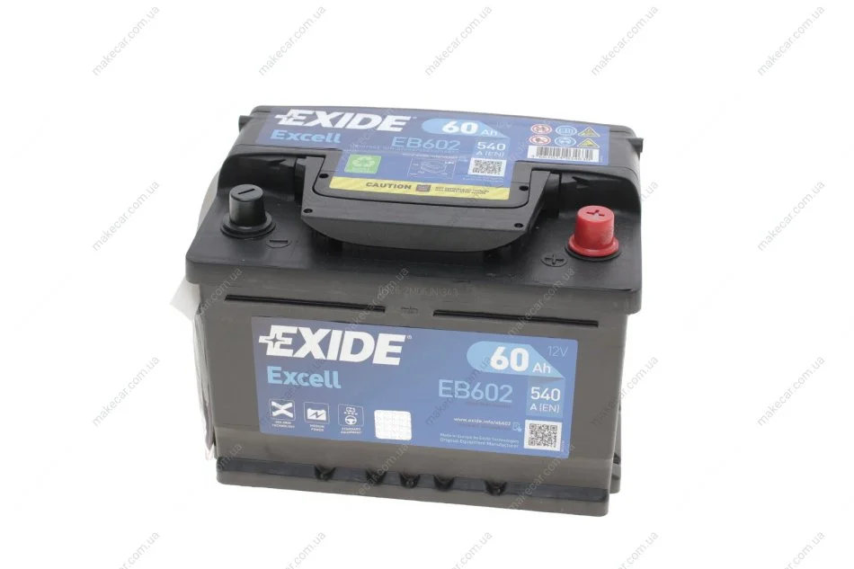 <strong>Акумулятор EXCELL 12V/60Ah/540A EXIDE EB602 (фото 1)</strong>