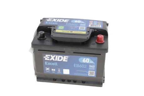 Акумулятор EXCELL 12V/60Ah/540A для EXIDE EB602 фото товару