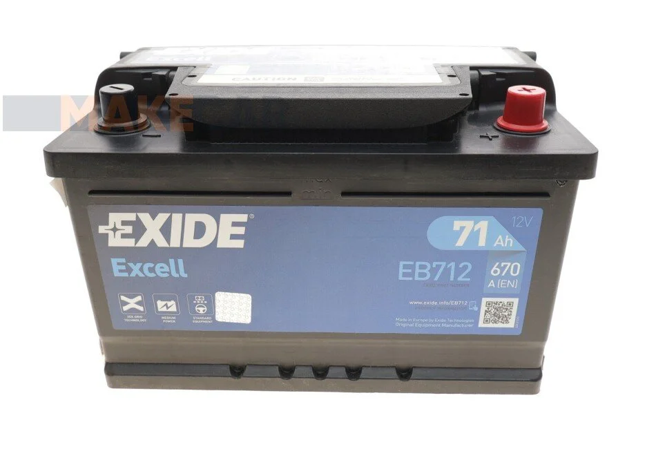 <strong>Аккумулятор EXCELL 12V/71Ah/670A EXIDE EB712 (фото 1)</strong>
