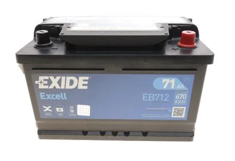 Акумулятор EXCELL 12V/71Ah/670A для EXIDE EB712 фото товару