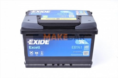 Аккумулятор EXCELL 12V/74Ah/680A EXIDE EB741 (фото 1)