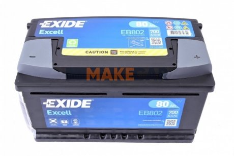 Акумулятор EXCELL 12V/80Ah/700A EXIDE EB802 (фото 1)