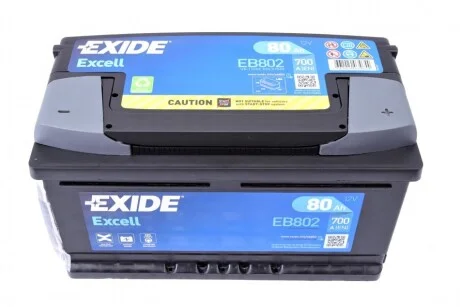 Акумулятор EXCELL 12V/80Ah/700A для EXIDE EB802 фото товару