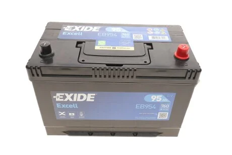 Акумулятор EXCELL 12V/95Ah/760A для Toyota, Nissan, Hyundai, KIA, Mazda EXIDE EB954 фото товару