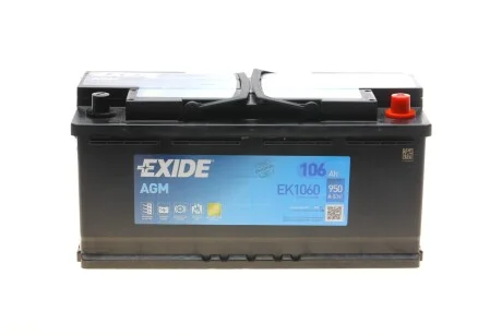 АКБ 6СТ-106 R+ (пт950) (необслуж)(392х175х190) AGM Exide (Start/Stop) для Alpina, BMW, Audi, Nissan, Renault EXIDE EK1060 фото товара