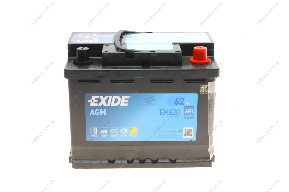 <strong>Акумулятор 62Ah-12v Exide AGM (242х175х190),R,EN680 EXIDE EK620 (фото 1)</strong>