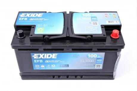 Акумулятор START-STOP EFB 12V/100Ah/900A для EXIDE EL1000 фото товару