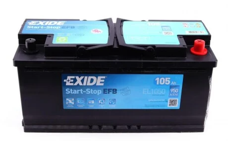 Акумулятор START-STOP EFB 12V/105Ah/950A для EXIDE EL1050 фото товару