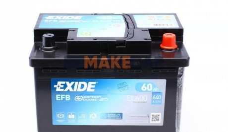 Акумулятор EFB - 60Ah| EN 530 | 242x175x190 (ДхШхВ) EXIDE EL600