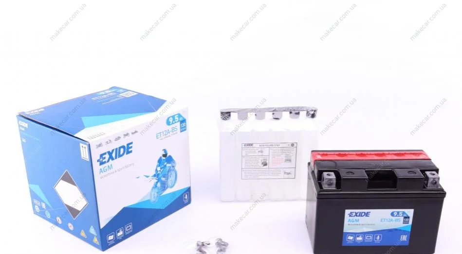<strong>Акумулятор сухозаряджений AGM 9,5Ah 130A EXIDE ET12A-BS (фото 1)</strong>
