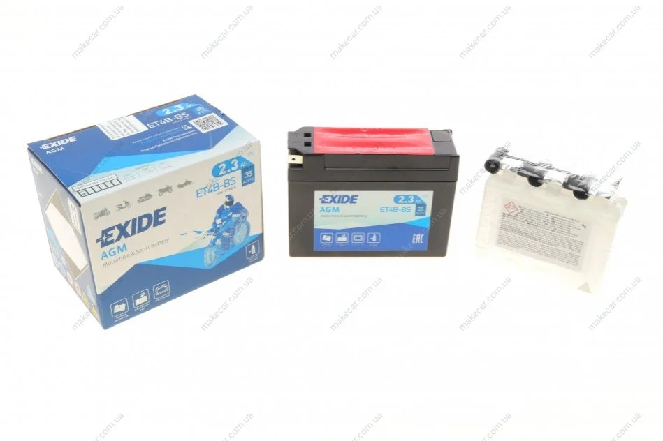 <strong>Акумулятор сухозаряджений AGM 2,3Ah 35A EXIDE ET4B-BS (фото 1)</strong>