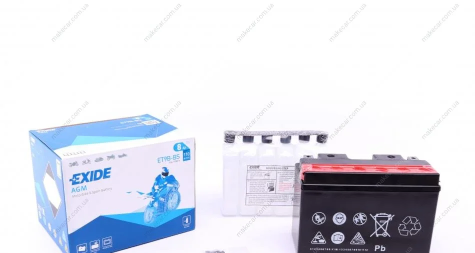 <strong>Акумулятор сухозаряджений AGM 8Ah 110A EXIDE ET9B-BS (фото 1)</strong>