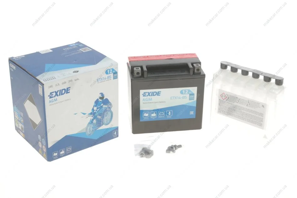 <strong>Акумулятор сухозаряджений AGM 12Ah 200A EXIDE ETX14-BS (фото 1)</strong>