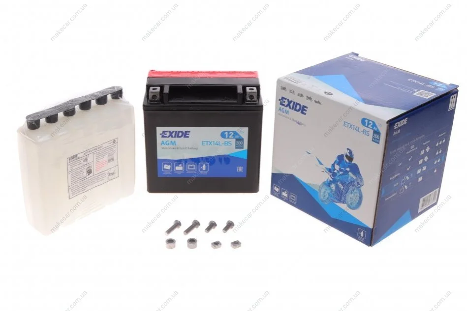 <strong>Акумулятор сухозаряджений AGM 12Ah 200A EXIDE ETX14L-BS (фото 1)</strong>