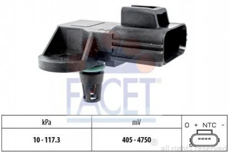 Датчик тиску наддуву (4 конт.) FORD FOCUS II/MONDEO III/IV 1.8-2.5 00- для Ford, Volvo FACET 10.3100 фото товару