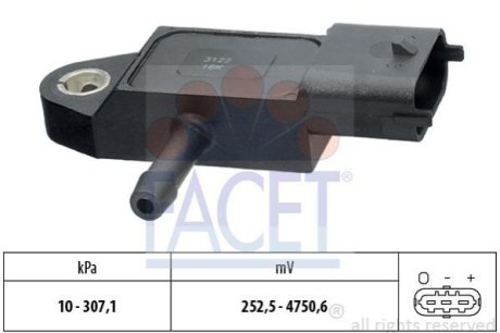 Датчик тиску повітря Transit 2.4 TDCi (06-14) FACET 10.3348 фото товару