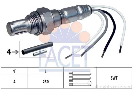 Датчик кисню (лямбда-зонд) AUDI/CHEVROLET/FIAT/HONDA/MITSUBISHI/FORD (10.7008) Facet для FACET 107008 фото товару