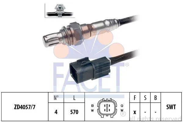 <strong>Датчик кисню (лямбда-зонд) Hyundai SantaFe (01-), Sonata (98-)/KIA Sorento (02-) 2.0i, 2.4i (10.7510) Facet FACET 107510 (фото 1)</strong>