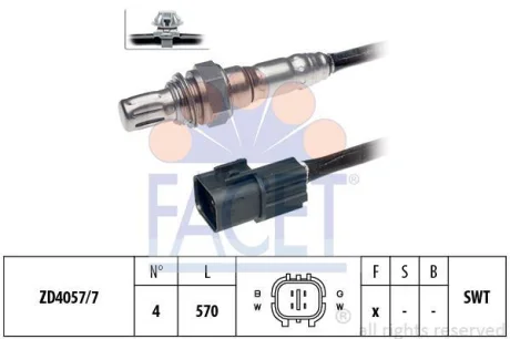 Датчик кисню (лямбда-зонд) Hyundai SantaFe (01-), Sonata (98-)/KIA Sorento (02-) 2.0i, 2.4i (10.7510) Facet для FACET 107510 фото товара