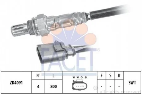 Лямбда-зонд для Renault, Audi, Seat, Volkswagen, Skoda FACET 10.8199 фото товару